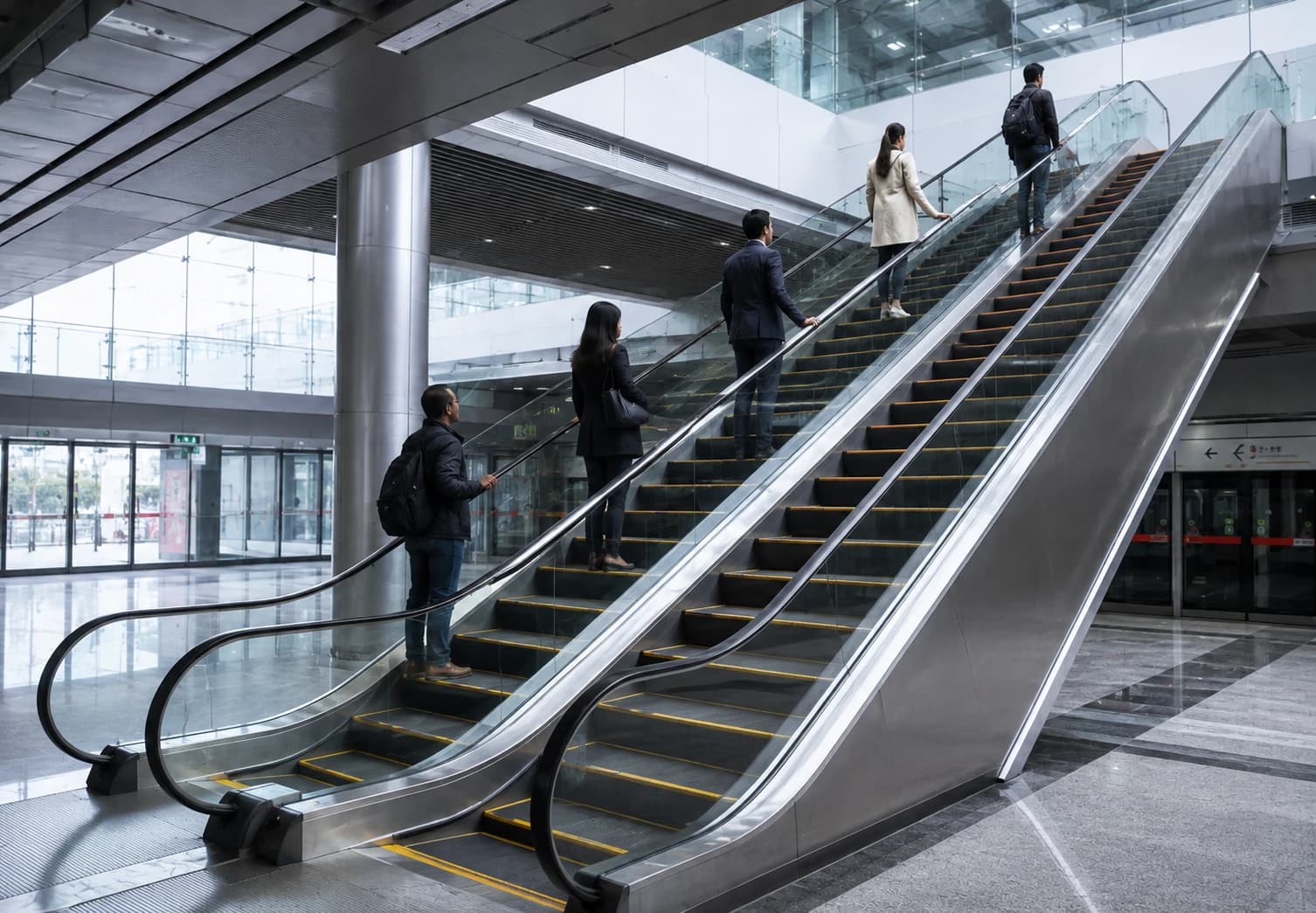 Omega Escalator in a high-footfall transit terminal